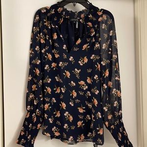 Navy floral blouse